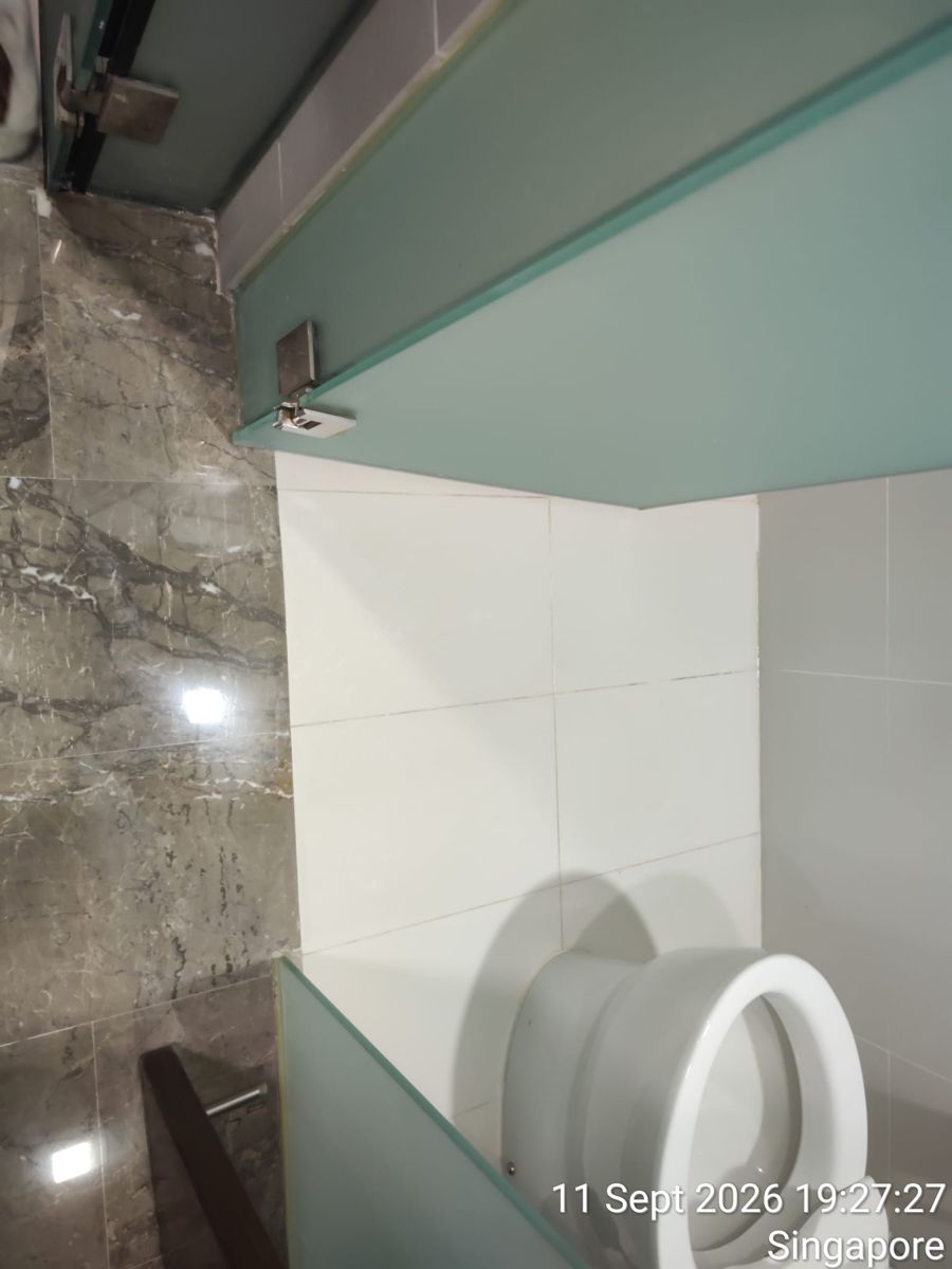 Polished marble floor and wall in a bathroom