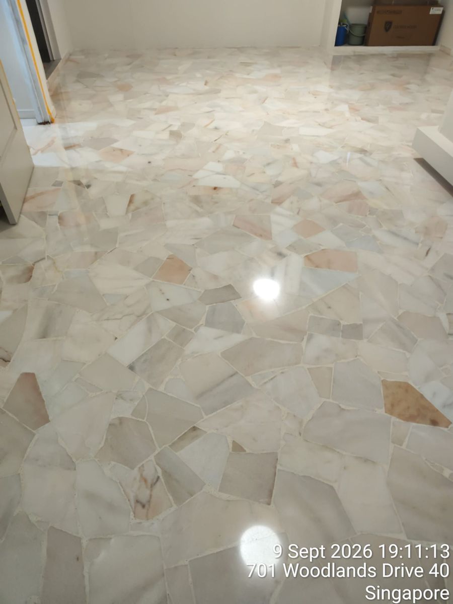 Close-up of polished crazy-paving marble