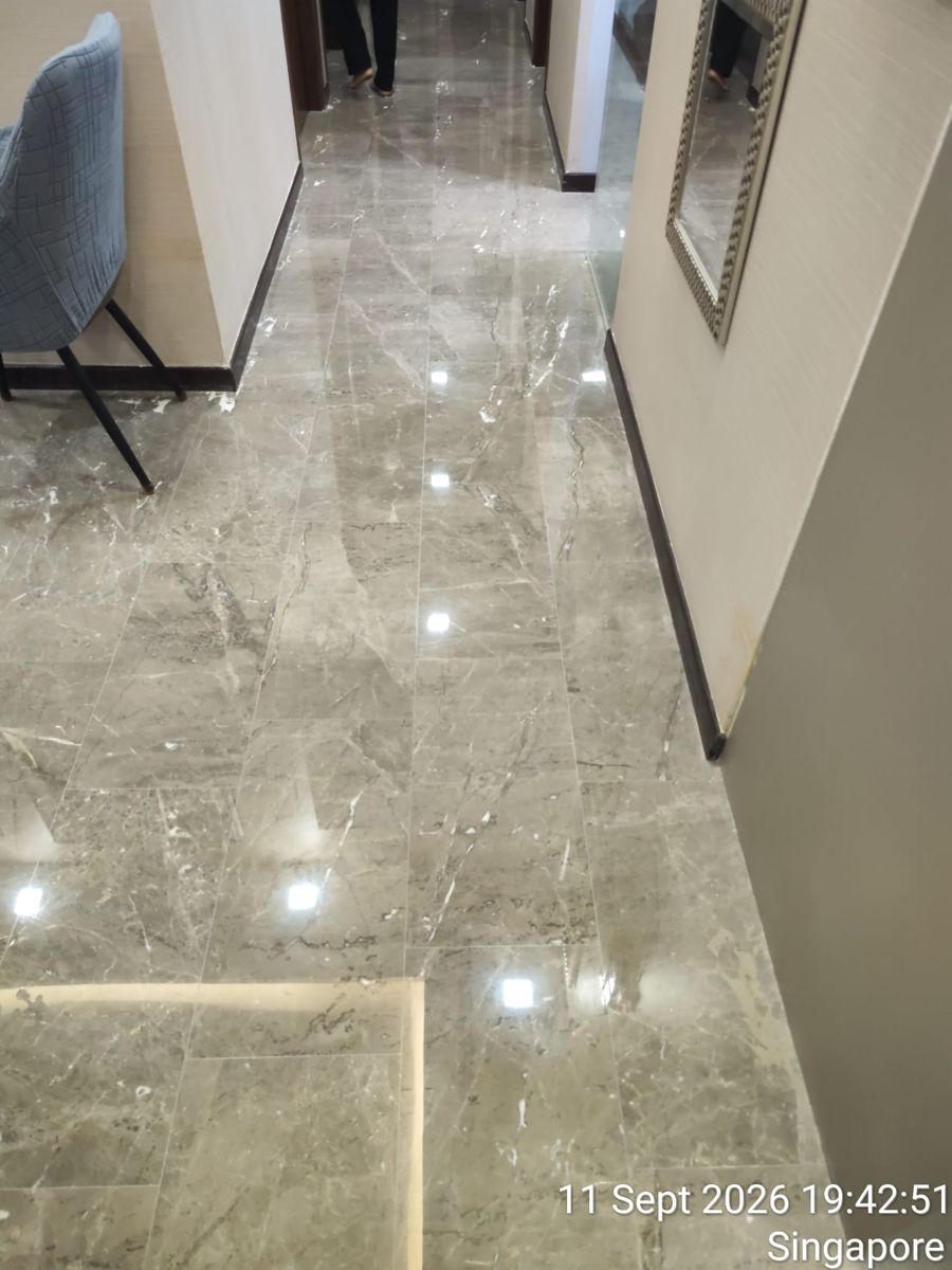Finished grey marble corridor