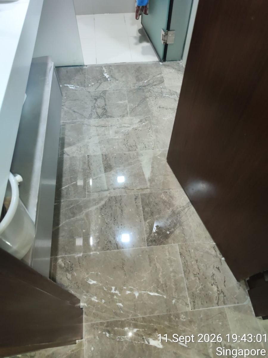Polished grey marble in a dining area